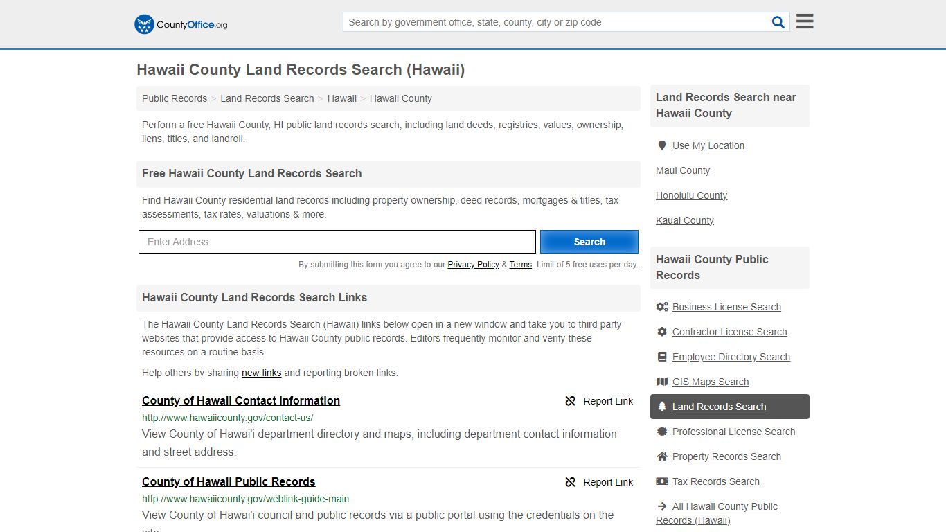 Hawaii County Land Records Search (Hawaii) - County Office